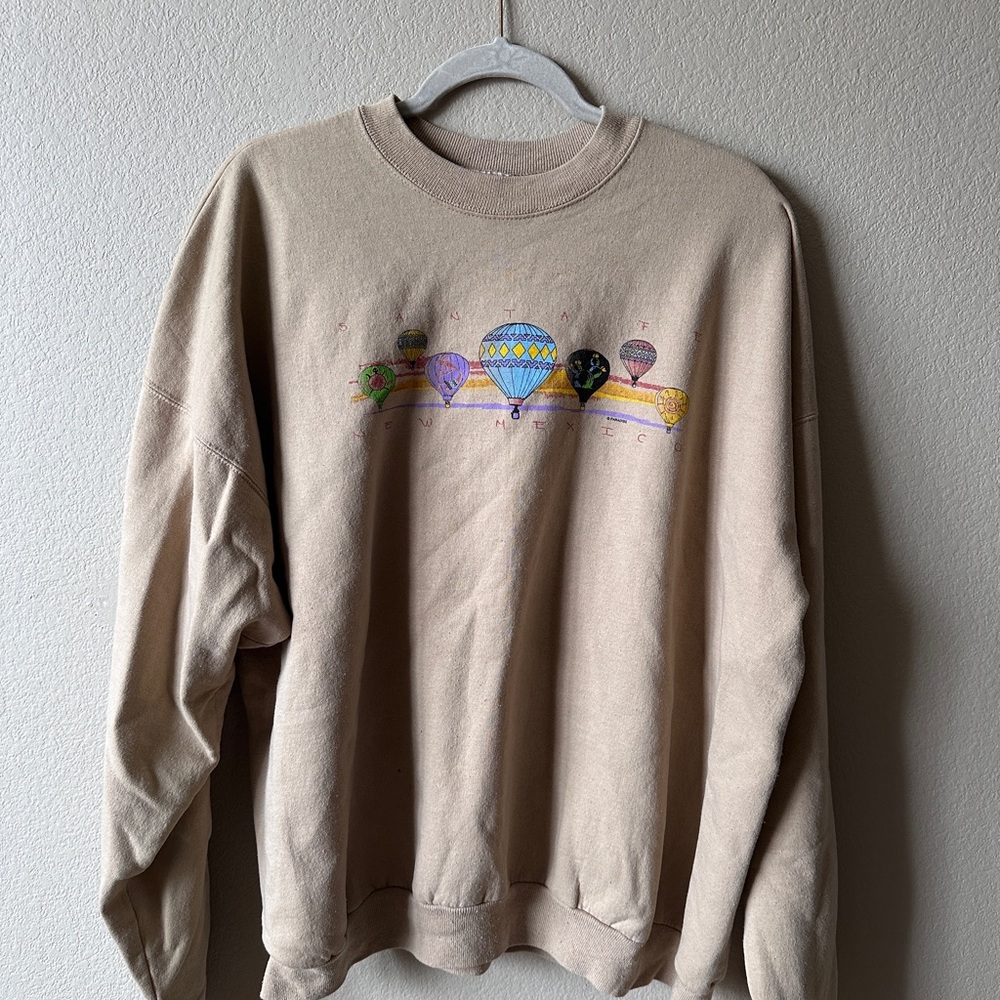Hanes Beige Hot Air Balloon Crewneck Sweatshirt